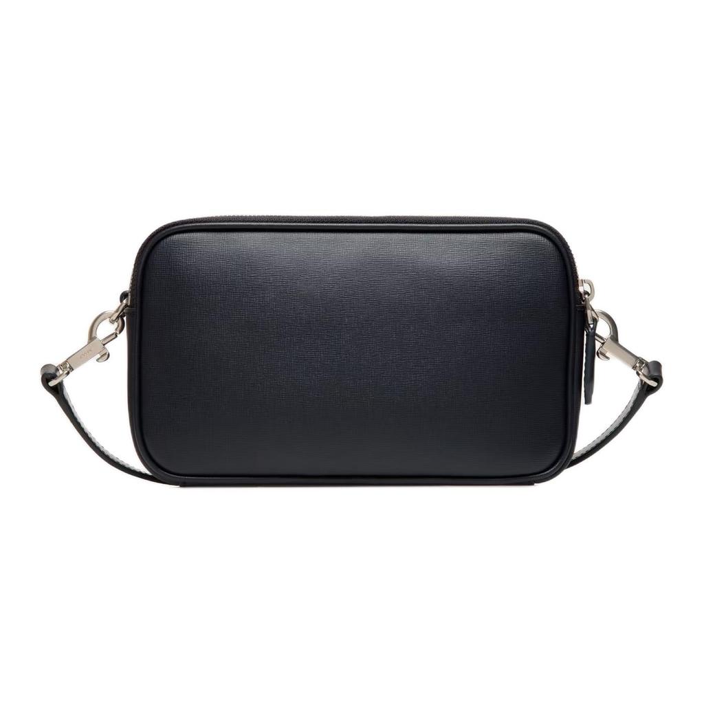 Bally Mythos Palladium Tone Metal Recycled Leather Crossbody Bag Men bags Navy-Blue 6310496