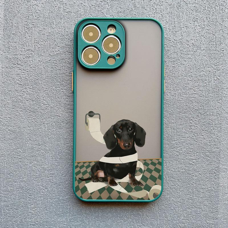 Cute Cartoon Newspaper Reading Dog Phone Case For iPhone 15 14 16 12 Pro Max 11 13 Mini Pro Max X XR XS Lovely Shockproof Covers