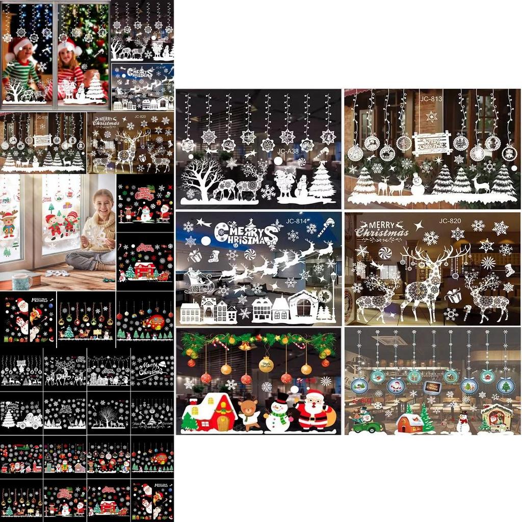 Exquisite Merry Christmas Wall Stickers Window Glass Decals For Festive Home Decor