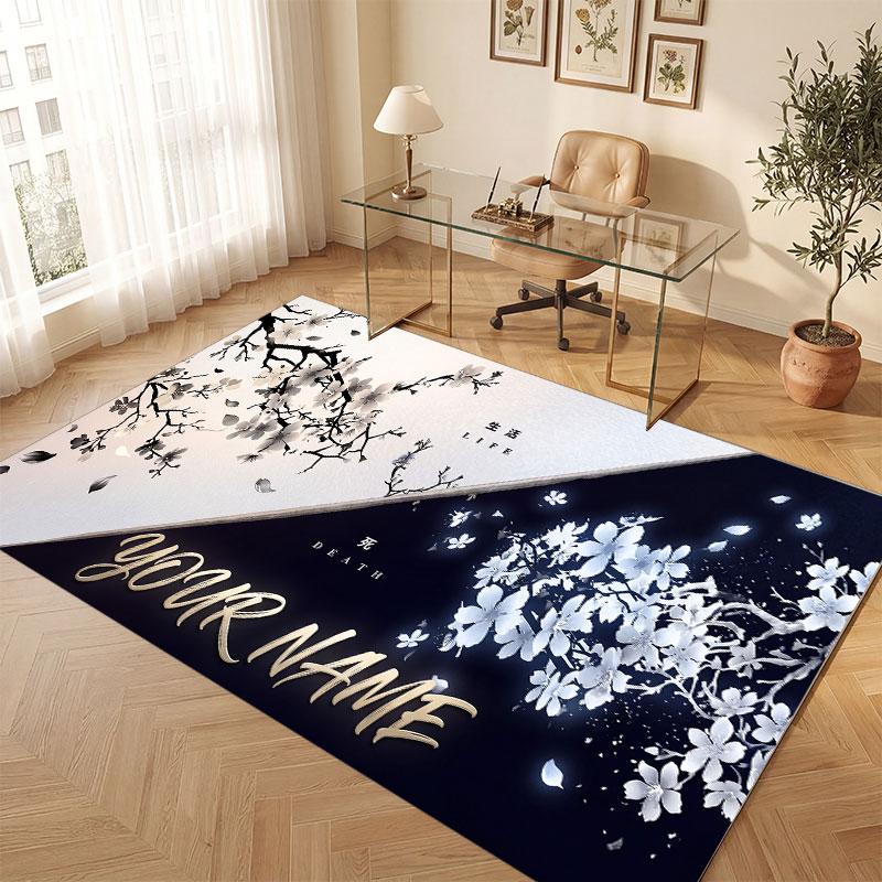 Abstract Personalized Theme Crystal Velvet Floor Rug Personalized Custom Name Text Warm Carpet Home Decoration