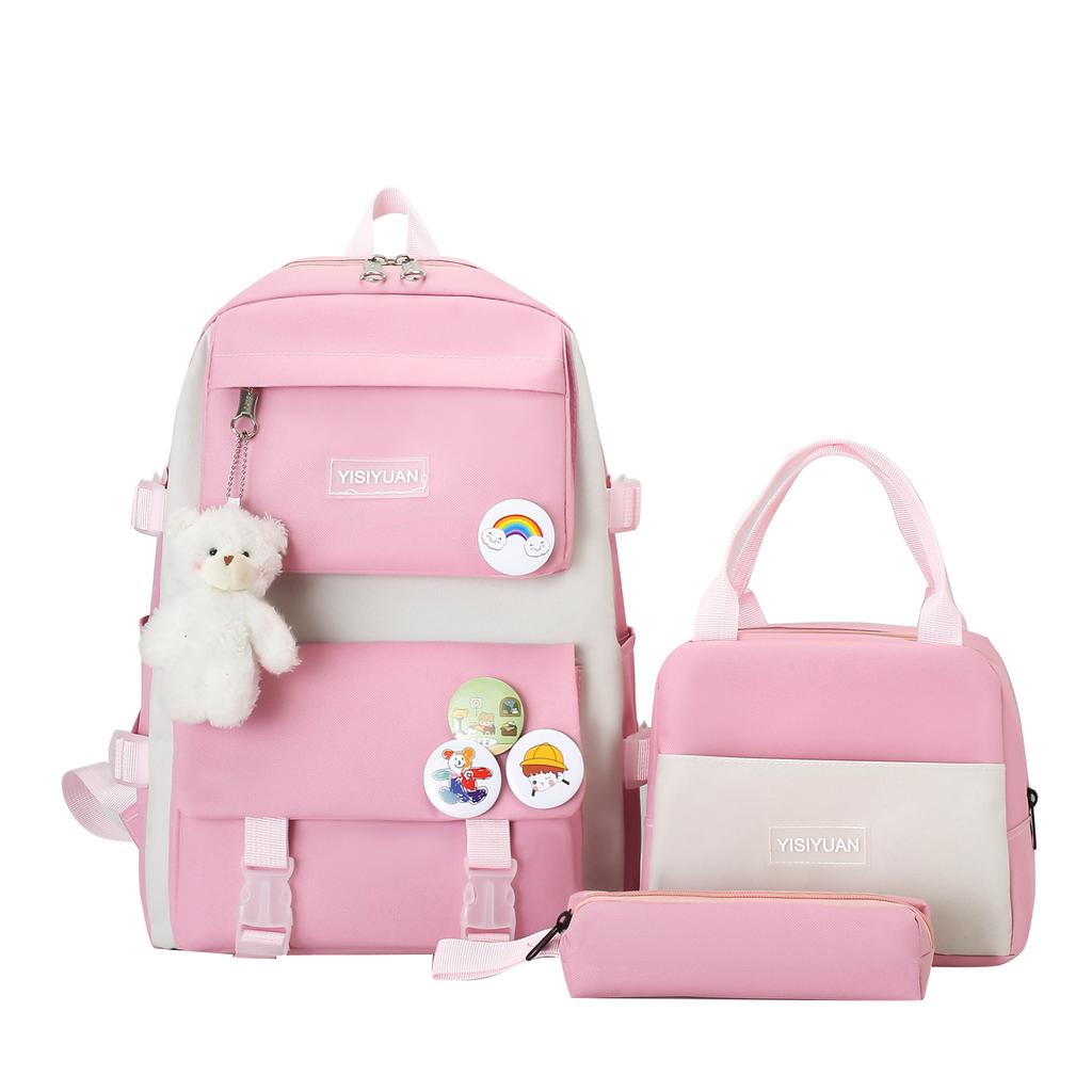 School Bag New School Bag Female Junior High School Students Primary School Students Large Capacity Backpack Backpack Thermal Insulation Lunch Box Bag