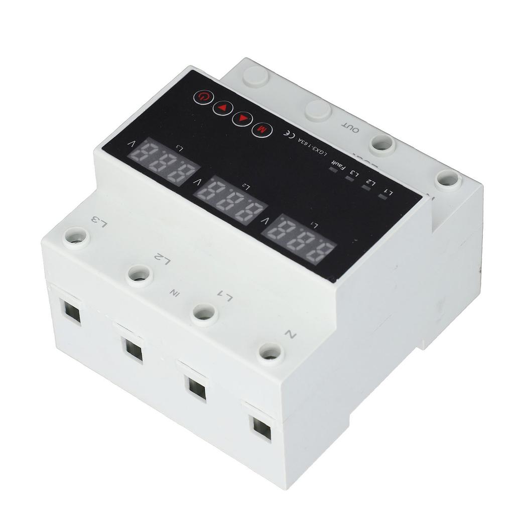 Automatic Transfer   DIN Rail Mounted 3 Phase   LED Display Under Over Voltage Protector