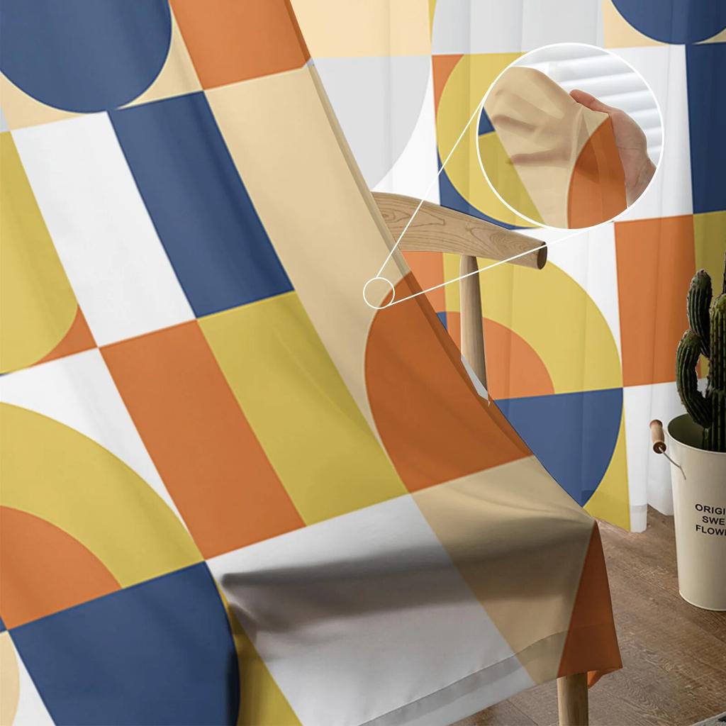 Nordische Retro mittelalterliche Geometrie Schlafzimmer transparente Vorhänge Urlaub Dekoration Fenster Voile Tüll Vorhang