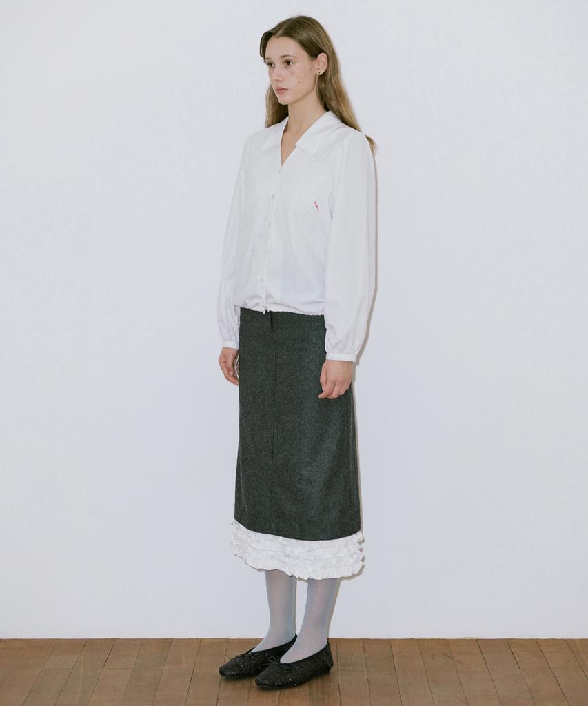 Sinun Frill Long Skirt (Charcoal)
