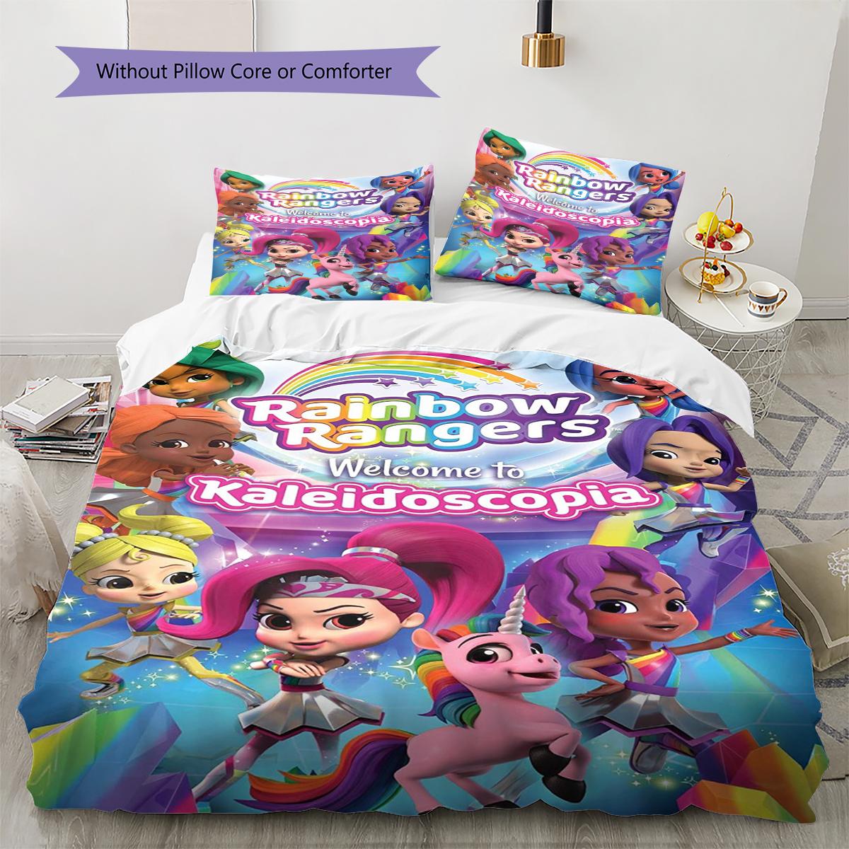 

Rainbow Rangers Pattern Bedding Quilt Set Quilt Cover Pillowcase Home Decoration Gift (1 * duvet cover + 2 * pillowcase, without core) 135x200cm