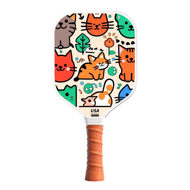 Kids Fiberglass Pickleball Paddle Set Cartoon Outdoor Parent-Child Interactive Sports Game