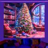 UV Reactive Blacklight Tapestry 2D Flat Printed Fantasy Cosmic Pirate Ship Peach Skin Wall Hanging Fluorescent Bedroom Decor