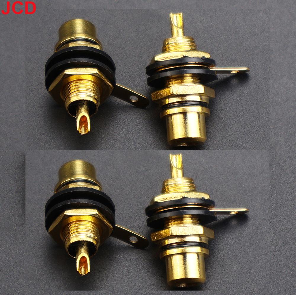4 Pcs Solderable Rca Panel Mount Plug Female Jacks Socket Connector Chassis Amplifier Terminal Adapter Coupler for Amp (2 Pairs)