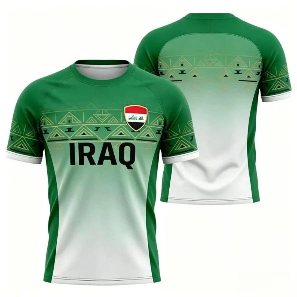 Irak reprezentacja letnia męska koszulka piłkarska i T-shirt w stylu druku 3D, luźne i wygodne, odpowiednie do noszenia na co dzień ...
