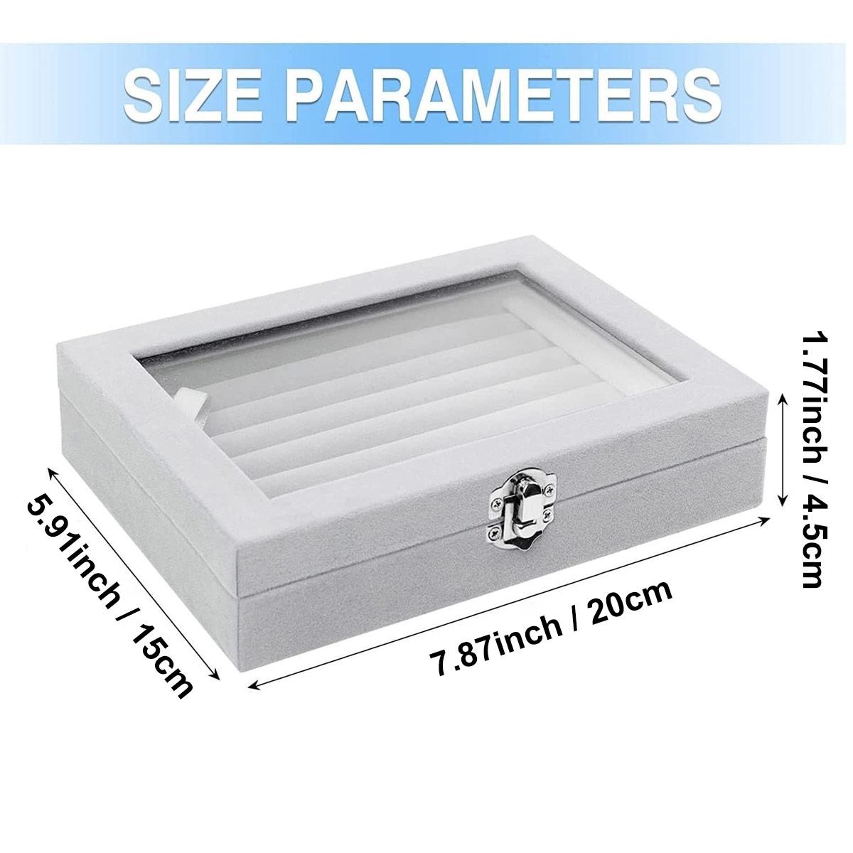 

1pc,Ring storage box, soft velvet jewelry storage tray with transparent lid, earring and jewelry display box серый