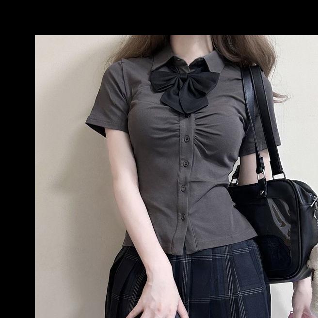 JK Style Kurzarm Crop Top & Plissee Rock Set mit hoher Taille - Sommer