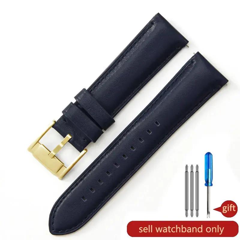 For Fossil Fs4813 Fs4735 Q Smart Series Men's Genuine Cow Leather  Sweatproof Breathable Watchbands with Needle Buckle  22 24mm