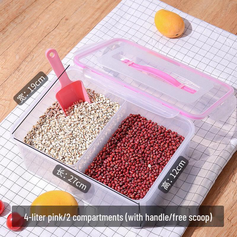 Transparent Plastic Divided Food Storage Container 4 Liters, 2 Compartments