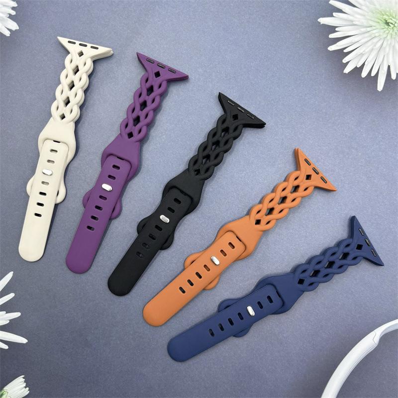 For Applewatch10 Apple Watch with iwatch9876SE Hollow Breathable Twist Silicone Sports