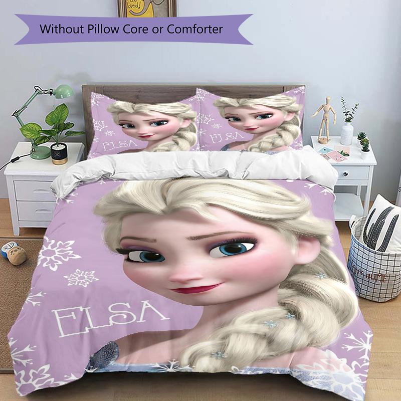 Elsa'S Winter Fantasy Print 3Pcs Bedding Setduvet Cover With 2 Bedropillowcase Home Birthday Gift