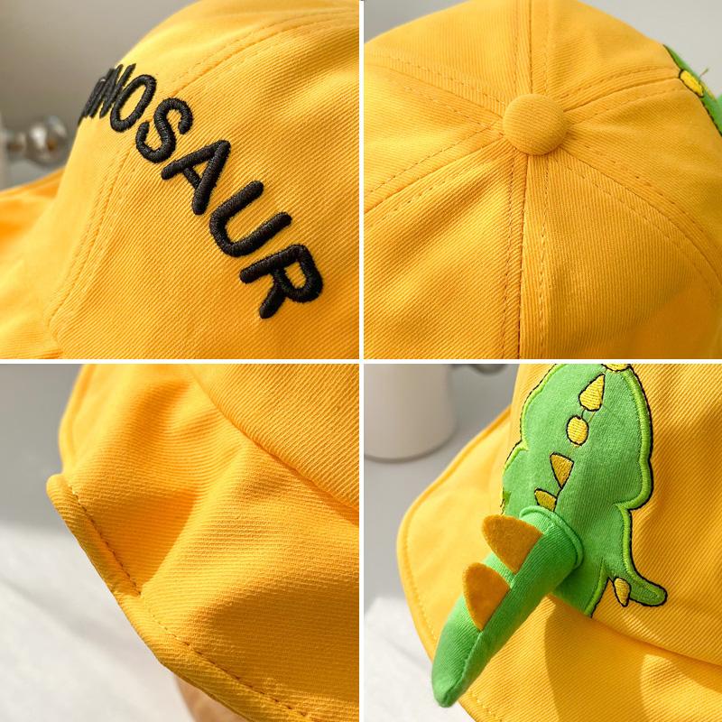 1-3 Jahre Cartoon Dinosaurier Baby Bucket Hat Sommer Sonnenhut mit breiter Krempe für Jungen und Mädchen Niedliche Tierbuchstaben Kinder Fischerkappen.
