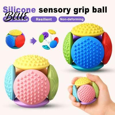Food Grade Silicone Ball Toy Detachable Sensory Toy  Grip Training Mini Textured Newborn for Babies  Tactile Stimulation Stress Relief Colorful