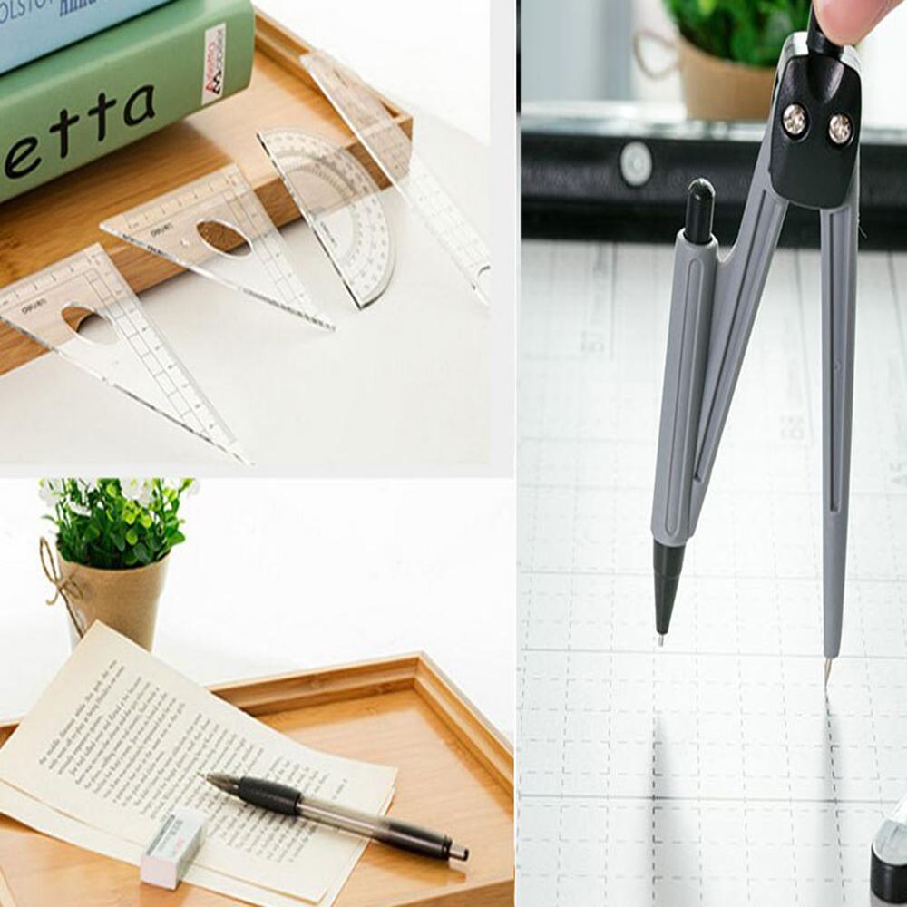 Stationery Compass Ruler Eraser Math Learning Tools Compass Ruler Kit Math Sets Geometry Kit Set