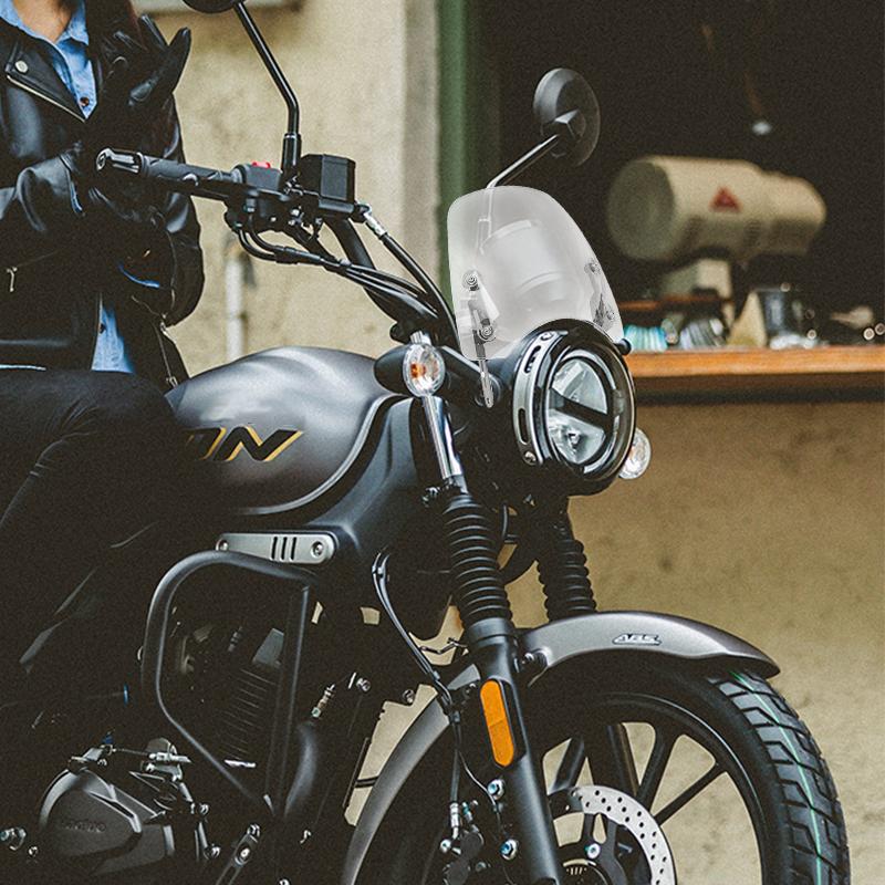 For Haojue SUZUKI DN150 Motorcycle modification retro windshield small windshield windproof non destructive installation Transparent 27CM