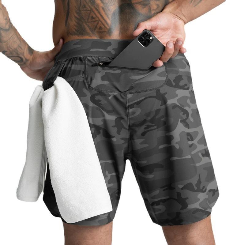 Men's Shorts Single-Layer Woven Quick Dry Solid Color Running Fitness Sports Casual American Fifth Pants Comfortable