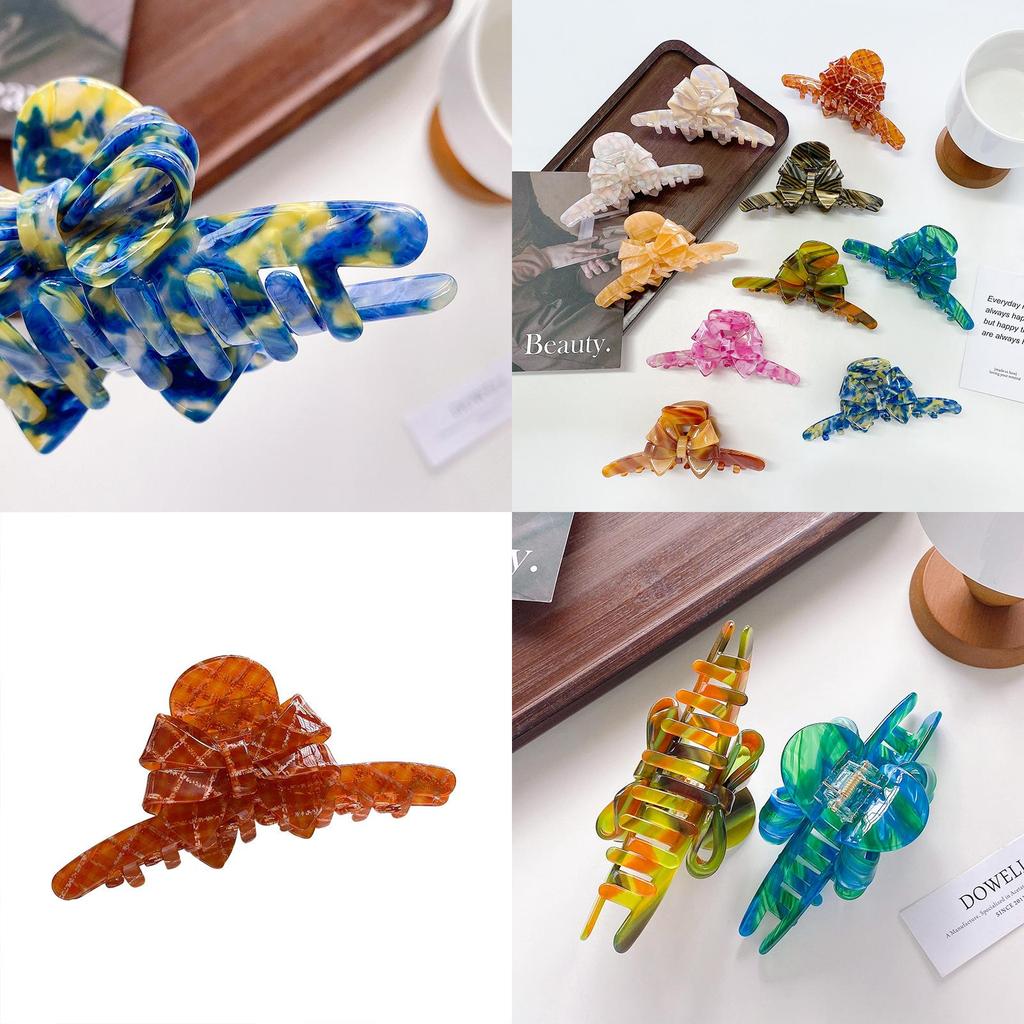 Oversized Bow Hair Clip Fashionable Acetate Hair Claw For Stylish Women With Multiple Color Options