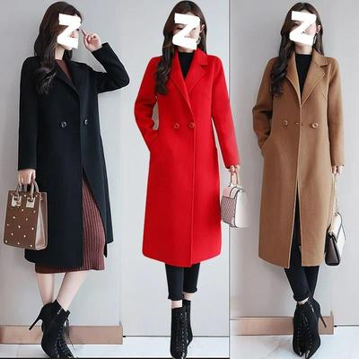 Woolen Coat Coat Women's Coat Spring and Autumn Mid-length Large Size Woolen Loose Woolen Coat