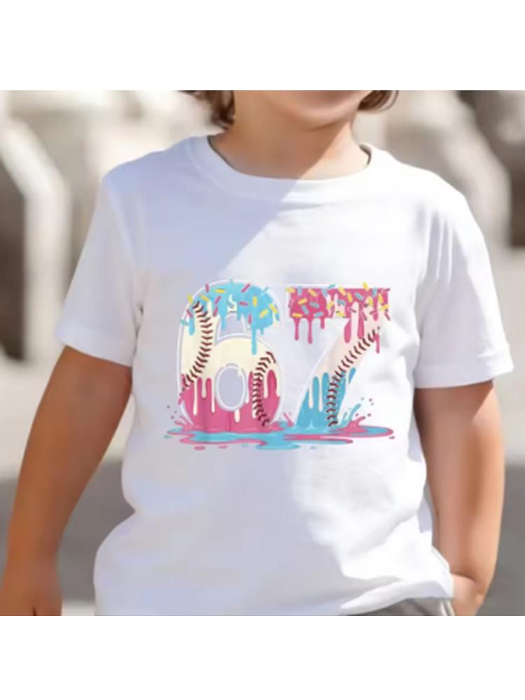 Kids 67 Themed Colorful Print TShirt Soft Cotton Fabric Breathable and Comfortable Ideal for Toddlers and Childrendf0384