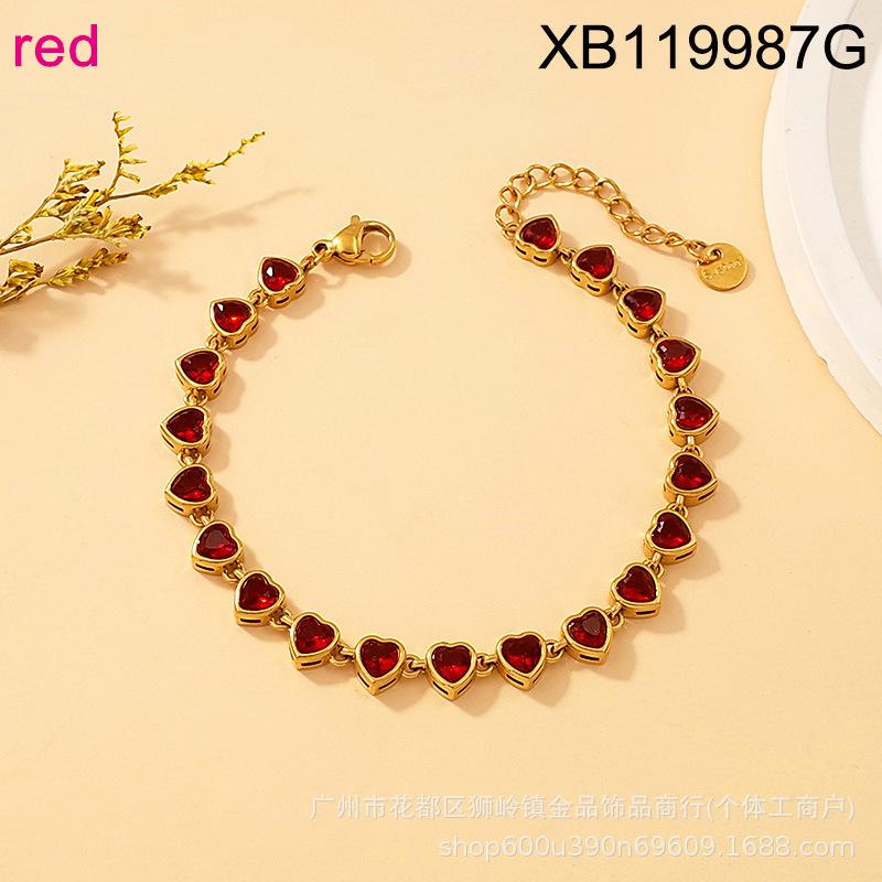 Zircon Love Stainless Steel Simple Popular Bracelet Light Luxury Gold-Plated Jewelry