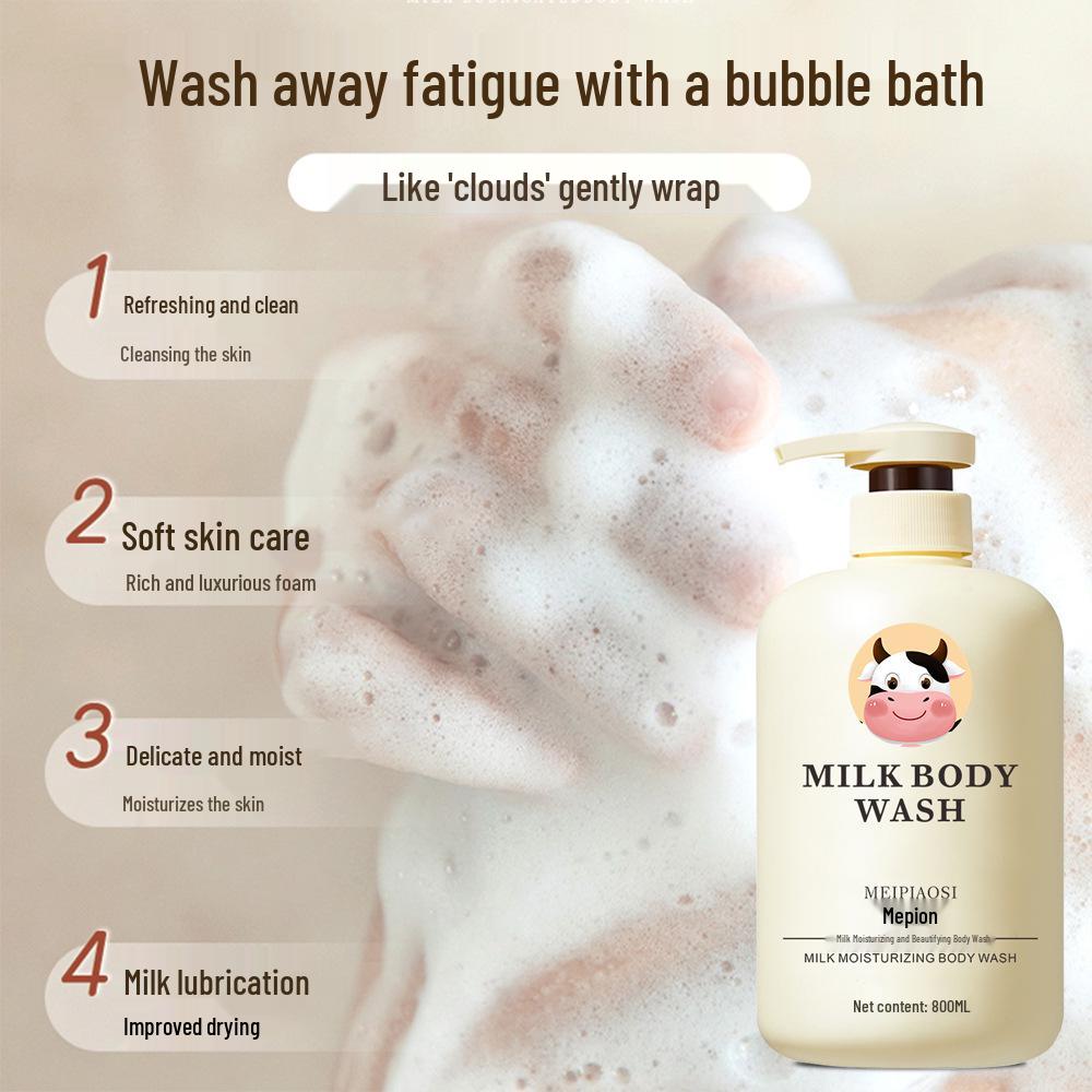 Milk & Niacinamide Shower Gel - 800ml Moisturizing Body Lotion with Hyaluronic Acid & Long-lasting Fragrance