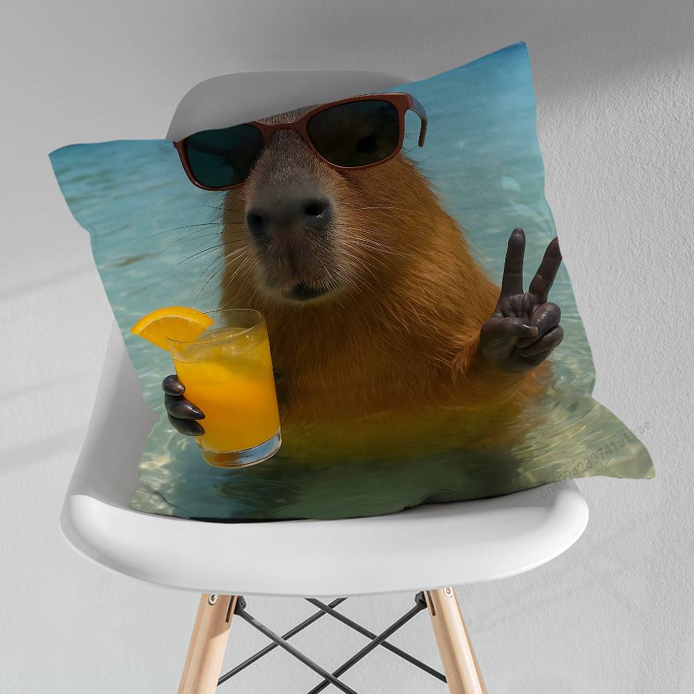 Cute Lindos Capibaras Various Sizes Square Pillow Case For Car Home Bedchamber Decor Birthday Gift