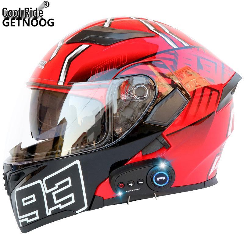 Cool Ride Treasure Bluetooth Full-Face Flip-Up Motorcycle Helmet with Dual Lens and FM Radio