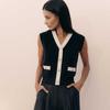 Early Autumn Knit Women Sweater Fashion V-neck Sleeveless Button Pocket Female Vests Loose Panelled Lady Vest