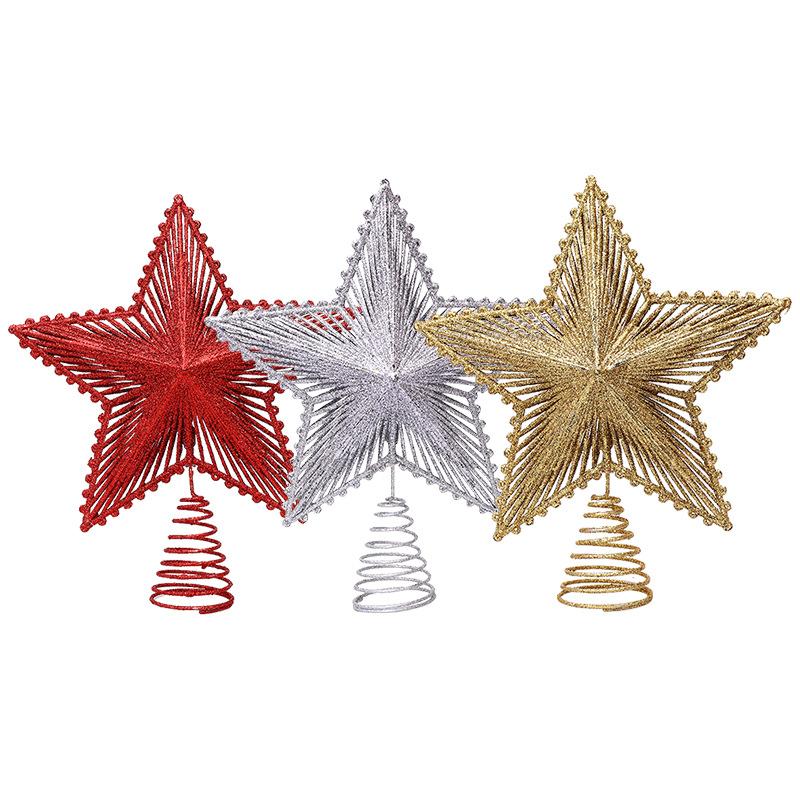 Christmas Treetop Star Pentagram Tree Top Decoration Sequin Straight Pattern Treetop Star Scene Arrangement Props