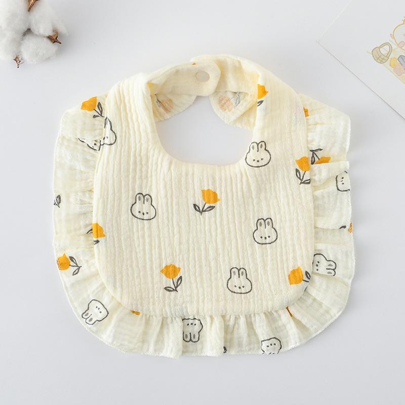 Ruffle Baby Drool Bibs: Pure Cotton Printed Lace Bibs