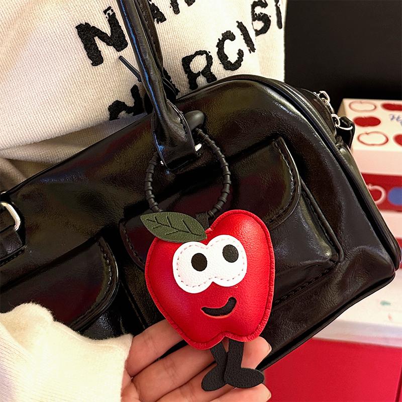 Cute Cartoon Christmas Tree Star Keychain Creative Pu Leather Keyring Backpack Pendant Key Hanging Decoration Xmas Gifts