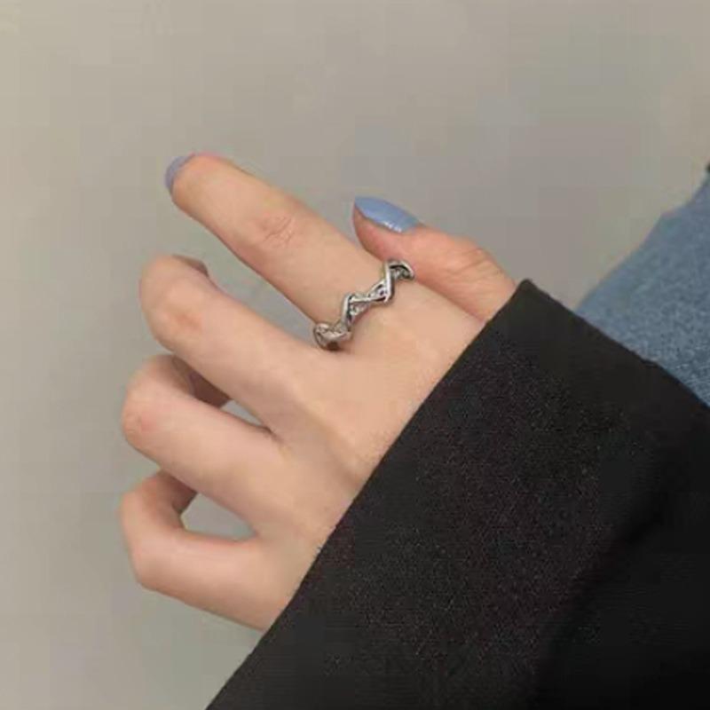 Ins Trendy Y2K Moonstone Irregular Ring Personalized Wave Rings for Women Men Adjustable Opening Ring Fashion Jewelry Gifts