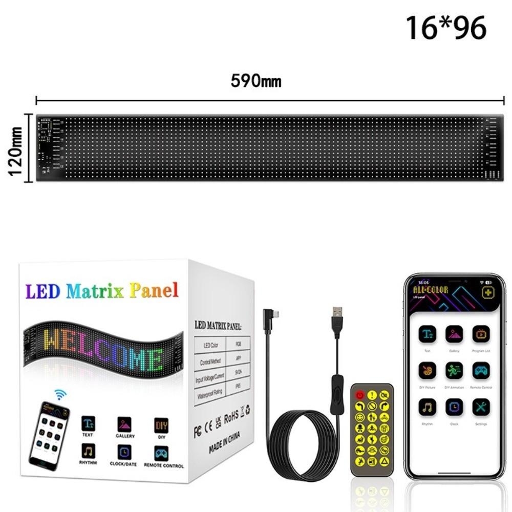 

Адресуемый рекламный дисплей USB 5V Бегущая строка Новая светодиодная матричная пиксельная панель 16x96LEDs