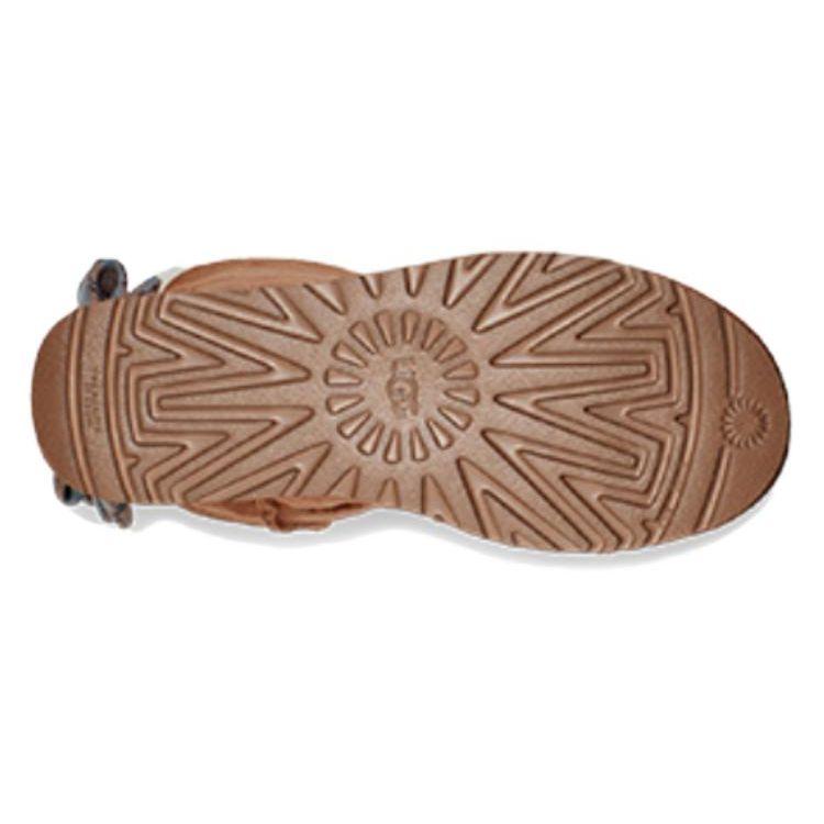 UGG Warm Waterproof Durable Non-Slip Comfortable Plaid Ribbon Mid-Calf Snow Boots Women boots Brown 1118935-CHE