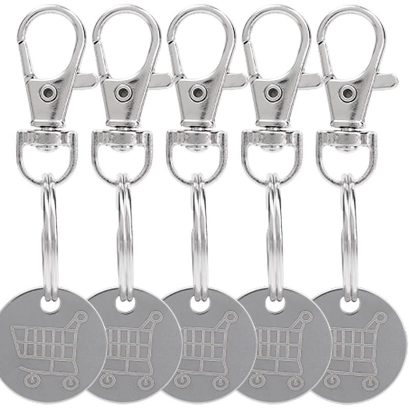 Shopping Trolley Tokens Key Ring Mini Metal Supermarket Cart Remover Coin Label Keychain For Unisex Grocery Accessories Gifts