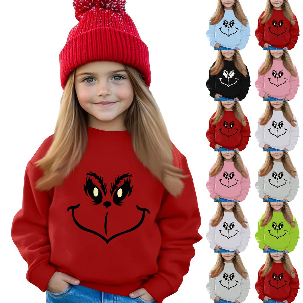 Christmas Day Girls Round Neck Pullovers For Kids Printed Baby Tops