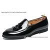 Men's Tassel Slip-on Leather Loafers - Pointed Toe, Plus Size, Formal Business Casual Shoes, Shiny Finish.