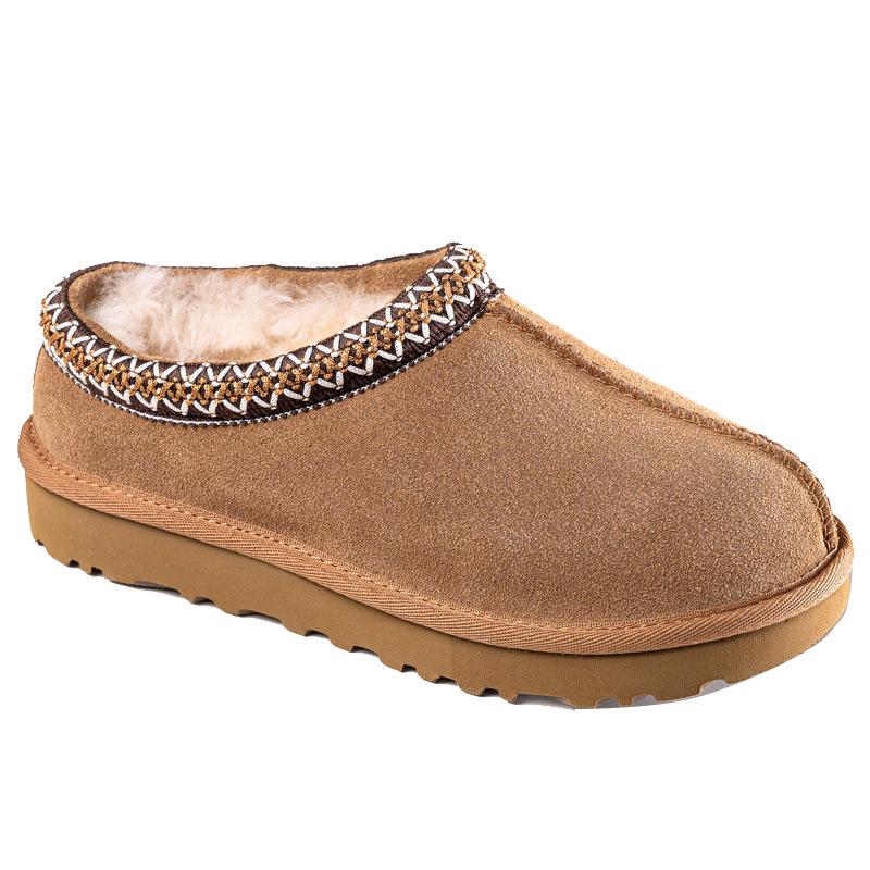 Leather wool snow boots fur integrated leather surface thick-soled fur shoes wear high-top northern warm cotton shoes
