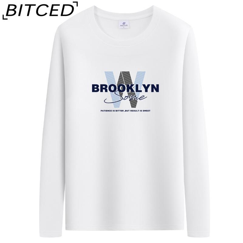 BITCED Men's Spring and Autumn Slim Trend Long-sleeved T-shirt Versatile O-neck Bottoming Shirt