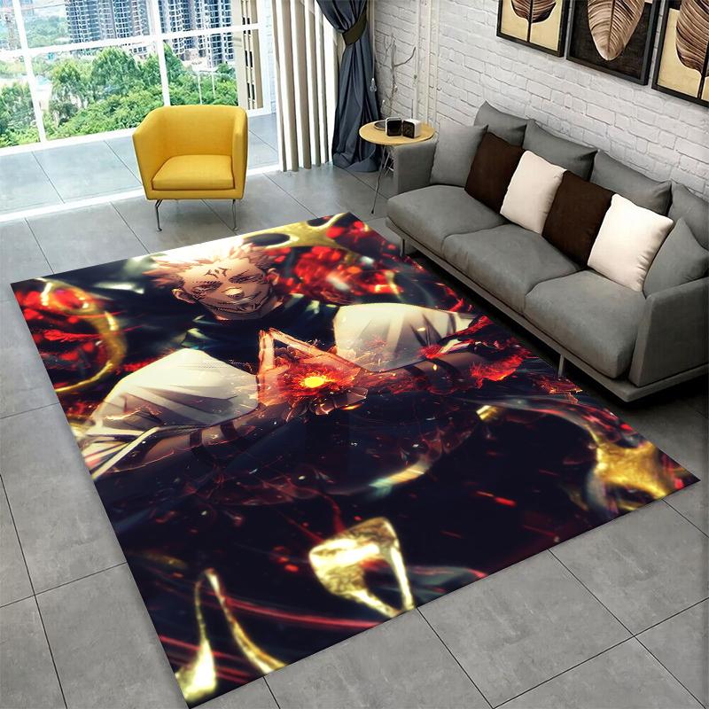 Cartoon Jujutsu Kaisen Anime Itadori Yuj Carpet Rug for Playroom Bedroom Living Room Sofa Home Decor,kid Non-slip Floor Mat