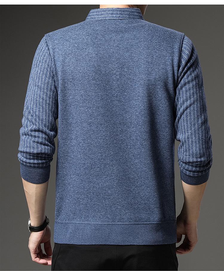 Men's Winter Wool-Feel Sweater: Skin-Friendly, Fleece-Lined, Faux Thickened, Shirt Collar, Knitted Base Layer