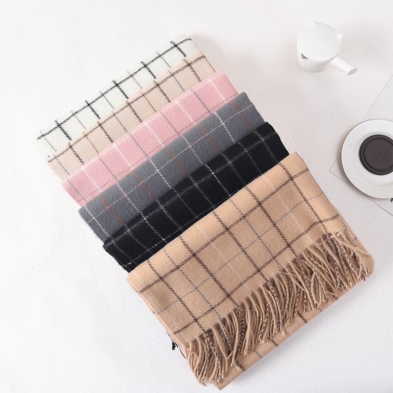 

Imitation cashmere plaid scarf women s autumn and winter 2025 new high-end versatile winter neck protection and warm scarf 65*180cm бежевий