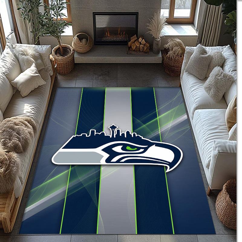 Tappeto in Velluto Cristallo Seattle Seahawks Morbido Anti?Tappetino Antiscivolo Comodo per Casa Soggiorno Camera da Letto Tappeto Decorativo