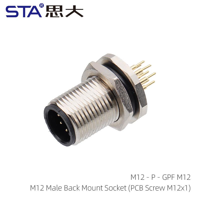 IP67 Straight M12 Connector Male Female a B C D Code 2 3 4 5 6 8 12 17Pin Front Mount M12 PCB Socket