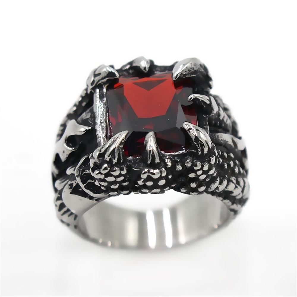 Dragon Claw Ring 316L Stainless Steel Rock Man Punk Stone Ring Size 7-13