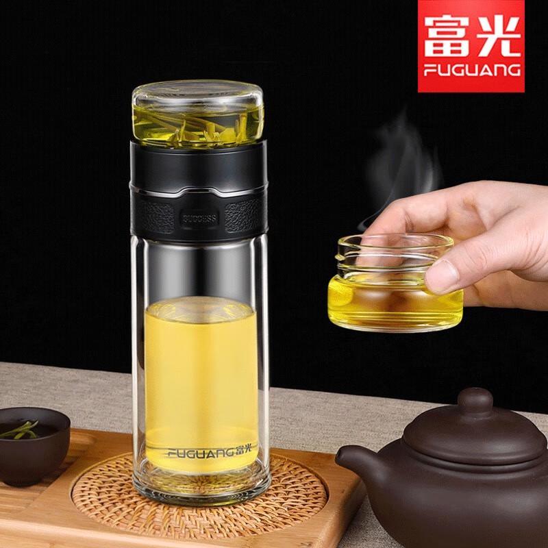 Fuguang Double Wall Glass Tea Infuser Cup